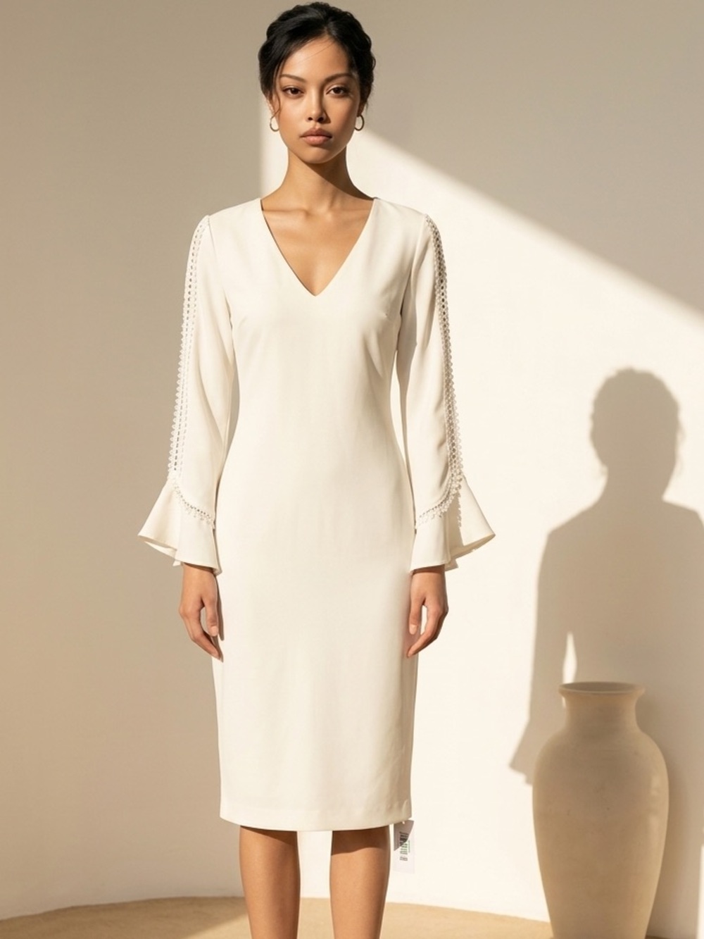 NWT Fabulous White Calvin Klein dress v neck Sz 8